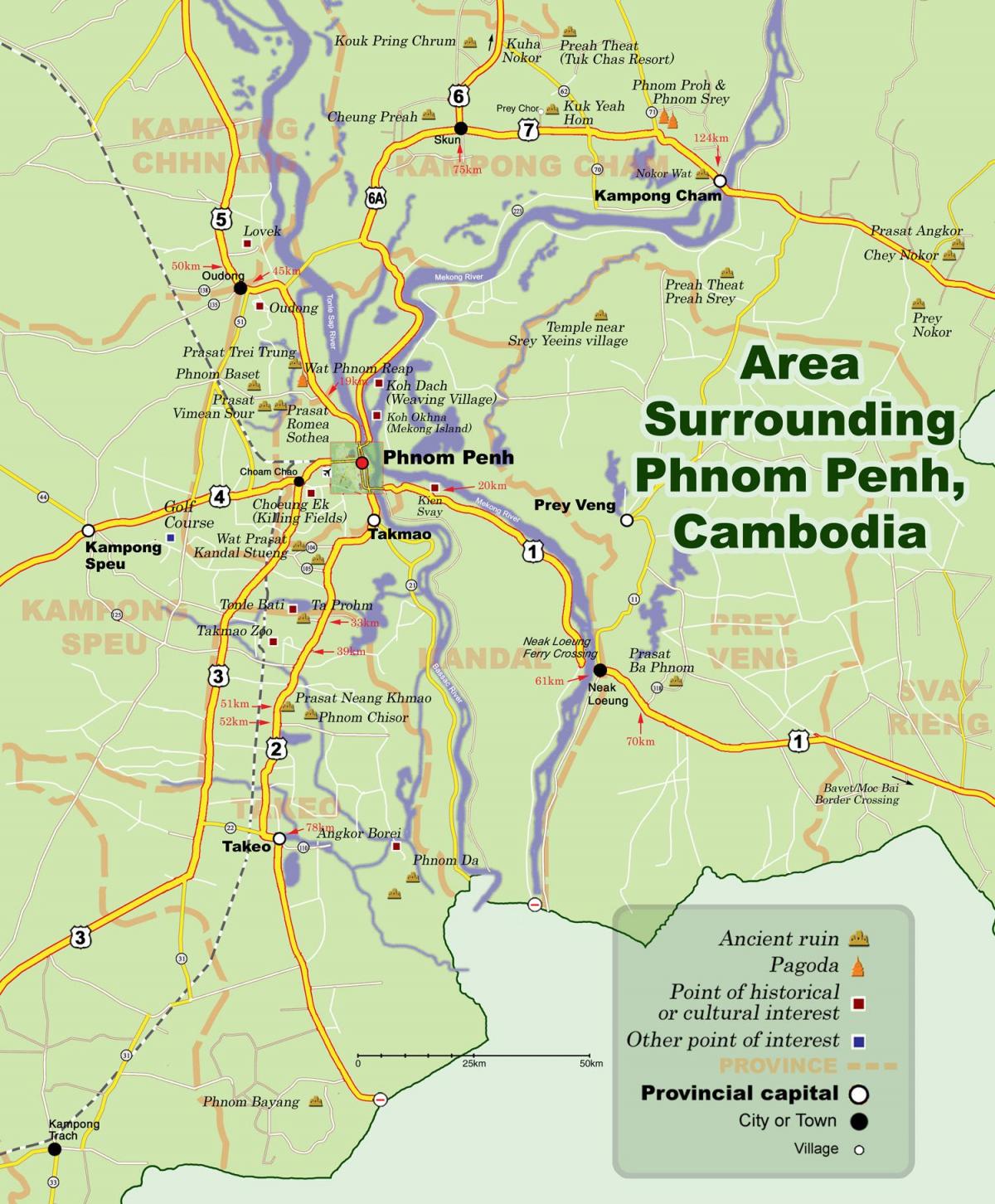 Karta phnom penh, Kambodža