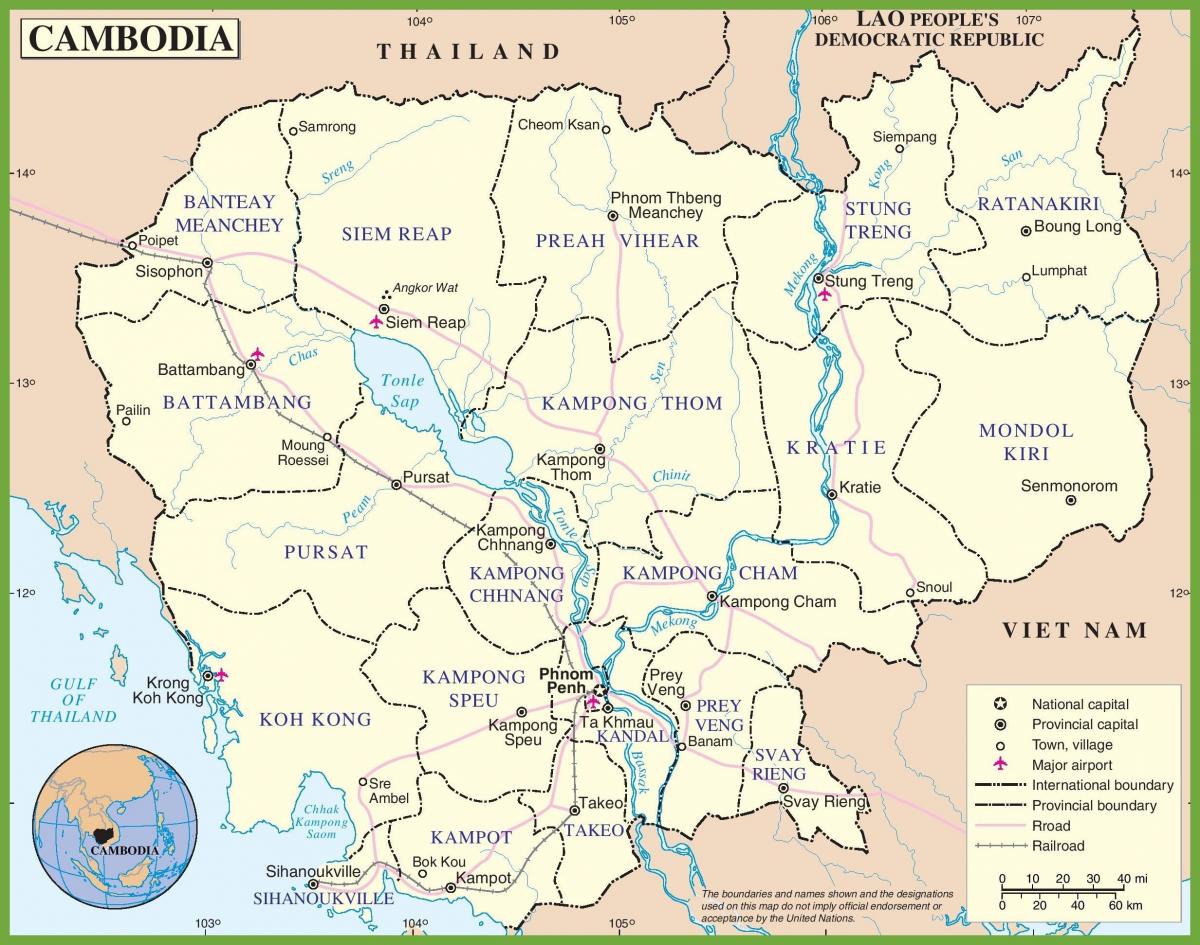 Karta Kambodža političke