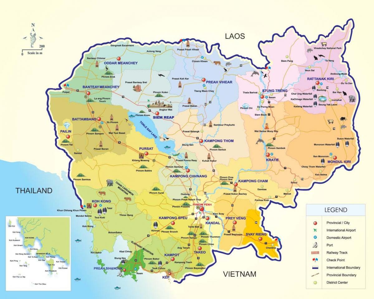 Karta Kambodža zračne luke